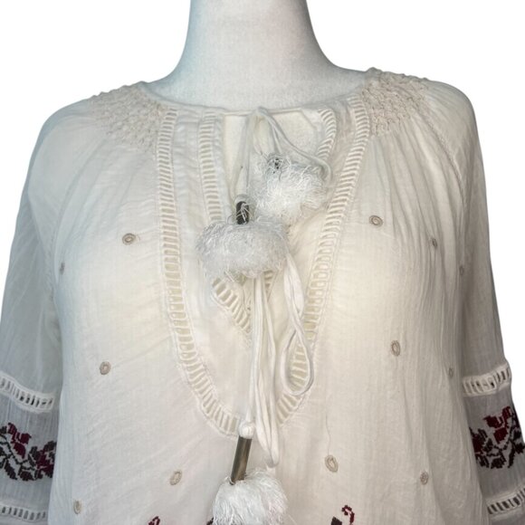 FREE PEOPLE | Pre-Loved Boho Embroidered Cream Tunic Top – Size M - GWP - Picture 5 of 9